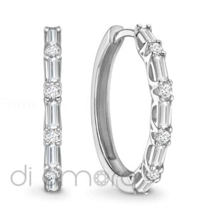 Baguette And Round Diamond Hoops