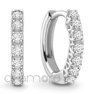 1Row Prong Setting Diamond Hoops