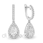 Drop Halo Pearshape Diamond Earrings