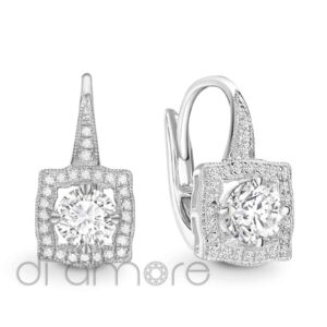 Drop Halo Brilliant Diamond Hoops