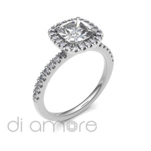 Castle Side And Halo Cushion Diamond Engagement Ring