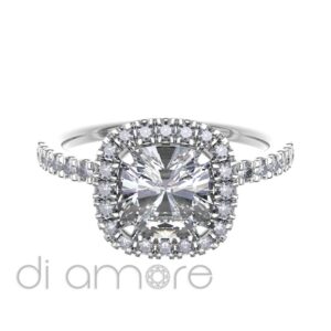 Castle Side And Halo Cushion Diamond Engagement Ring